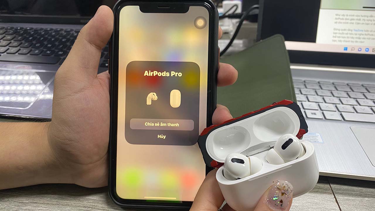 chia sẻ âm thanh trên airpods